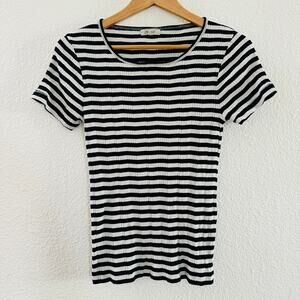 Madewell Striped White Black Tee Shirt Size Medium
